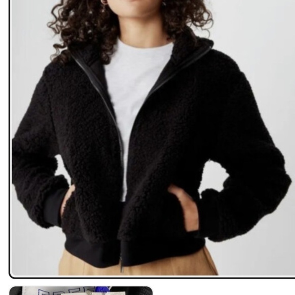 Cotton On Teddy Zip Through Bomber Black Sherpa Jacket coat M NWT
